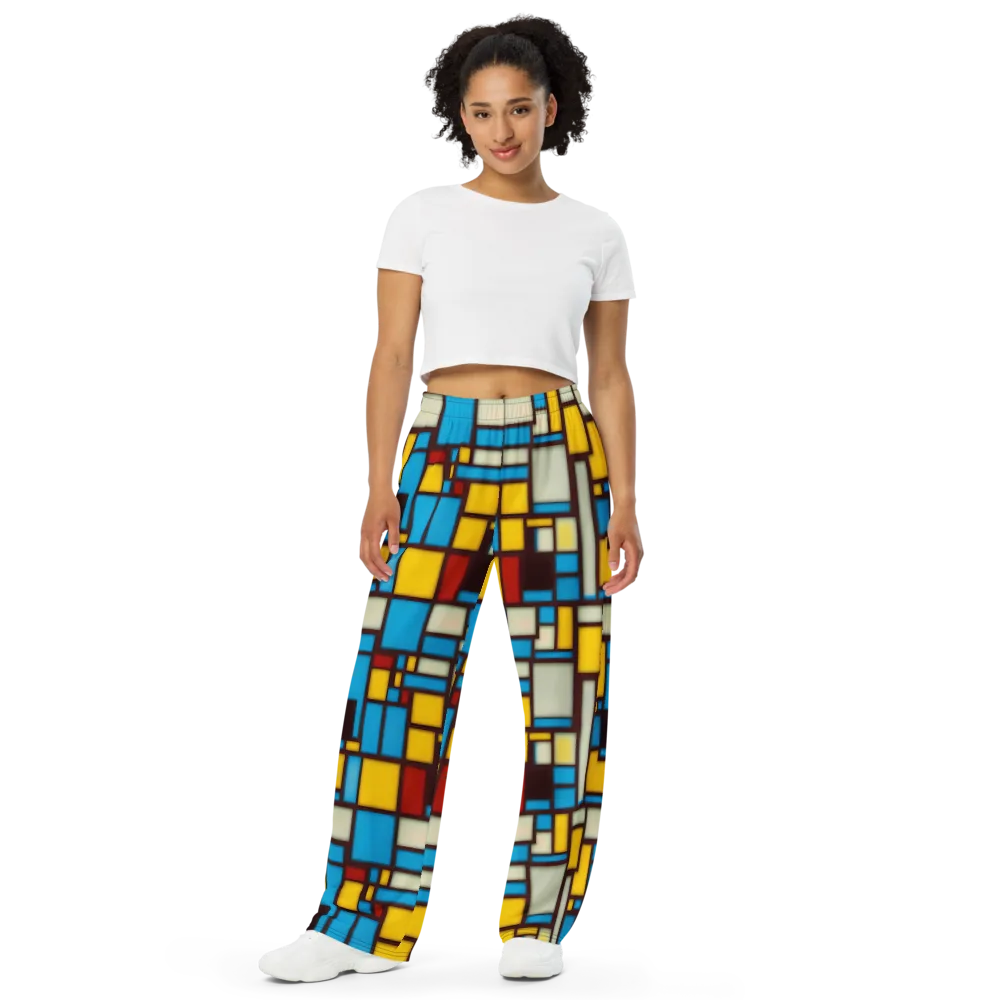 Burgundy Bauhaus on Wide-Leg Pants — Front