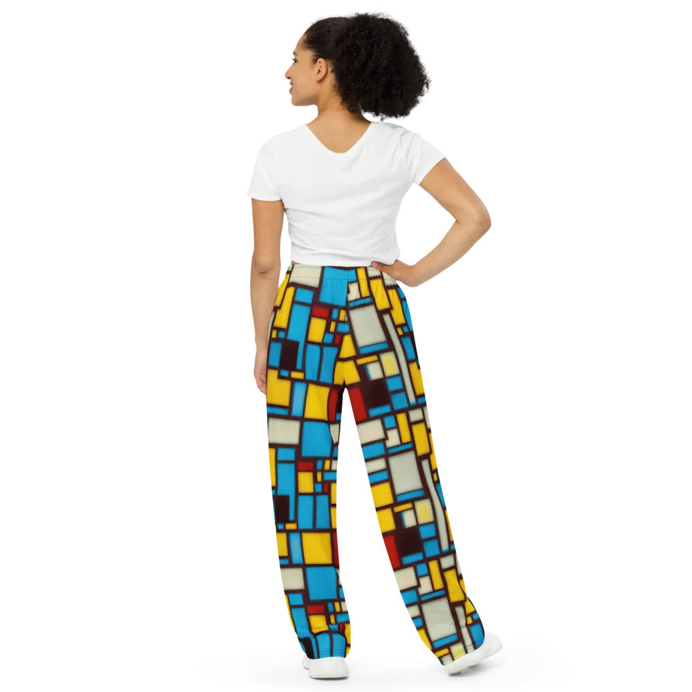 Burgundy Bauhaus on Wide-Leg Pants — Back