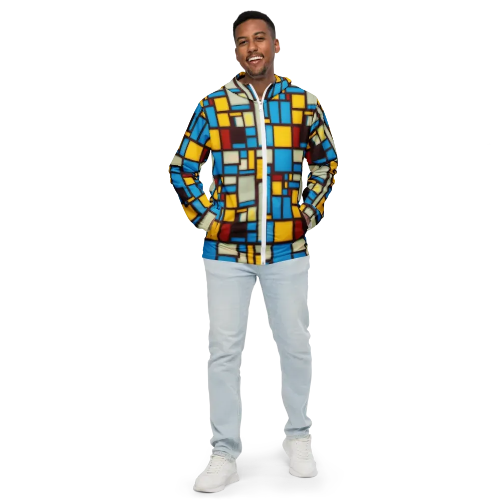 Burgundy Bauhaus on Men's Windbreaker — Front