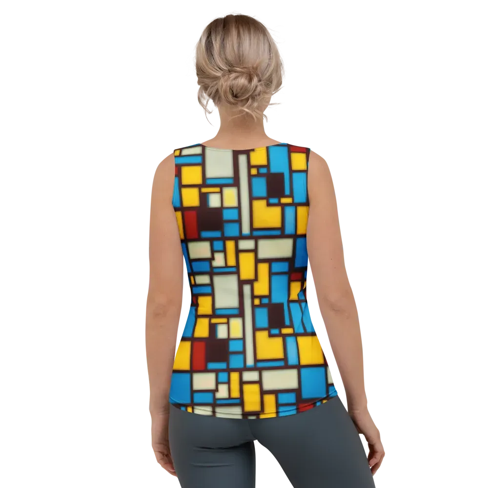 Burgundy Bauhaus on Women's Tank Top — Back