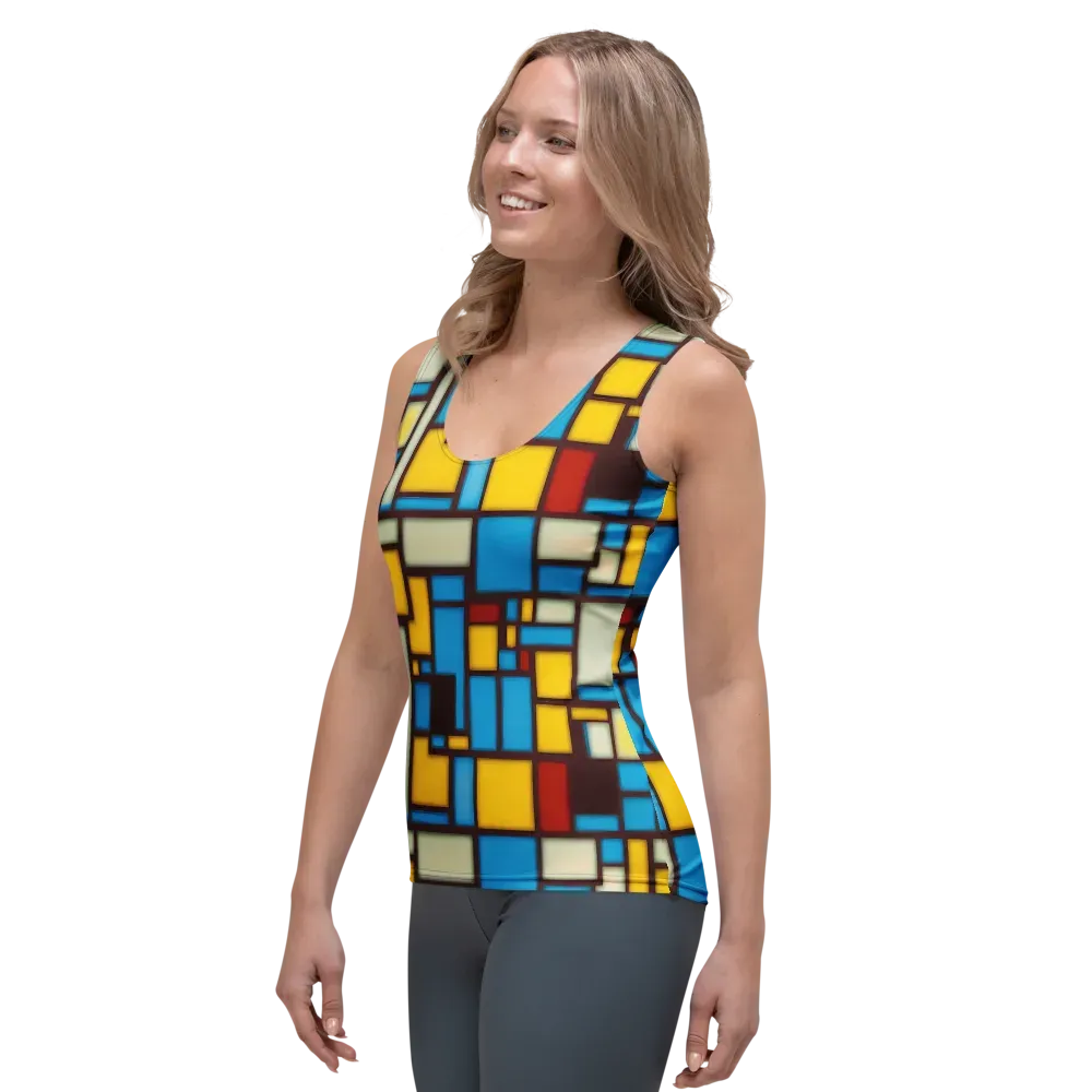 Burgundy Bauhaus on Women's Tank Top — Left Front