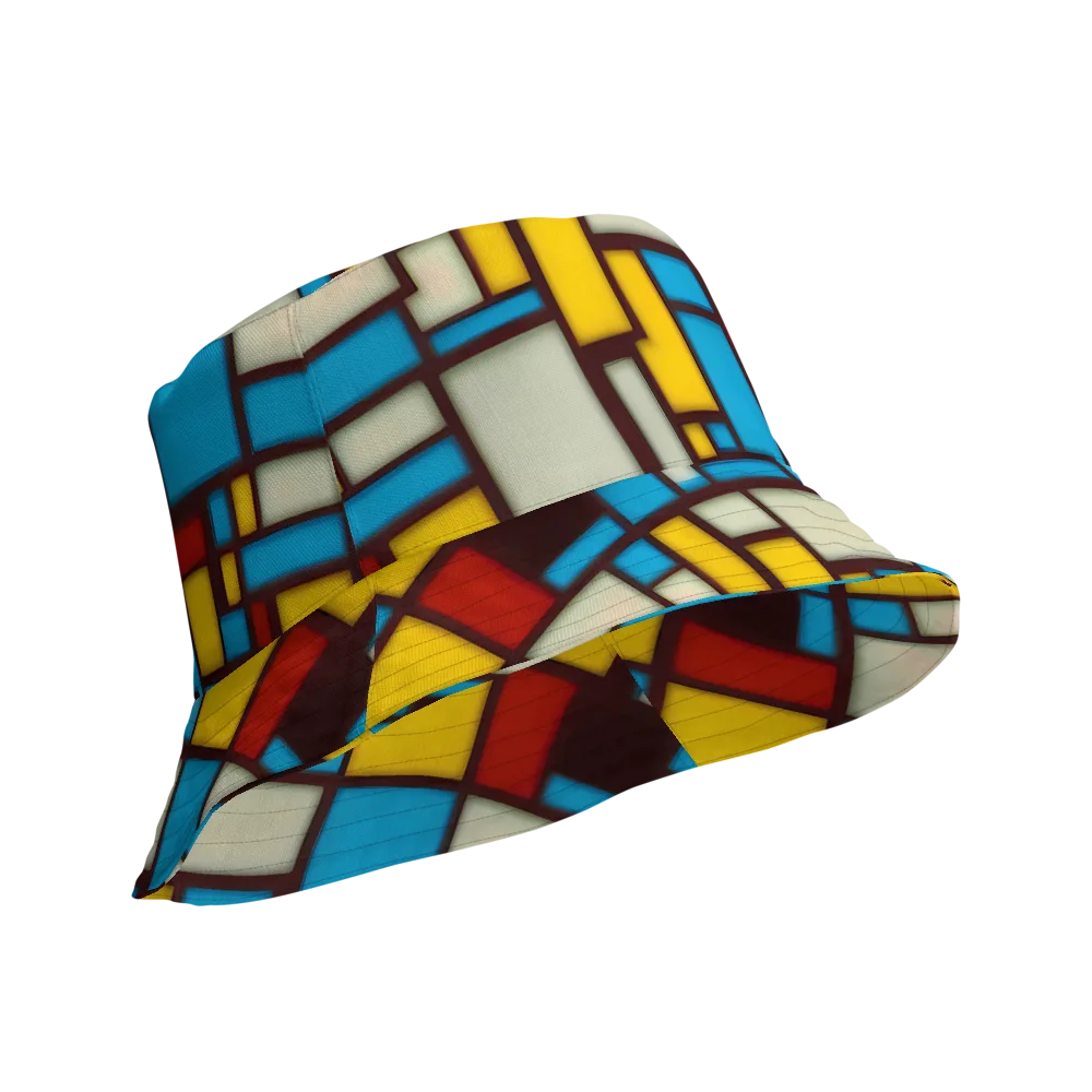 Burgundy Bauhaus on Reversible Bucket Hat — Product details Outside