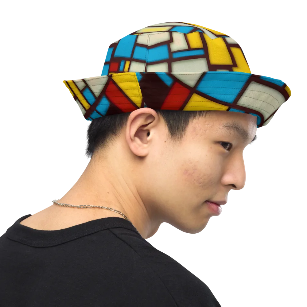 Burgundy Bauhaus on Reversible Bucket Hat — Right Outside