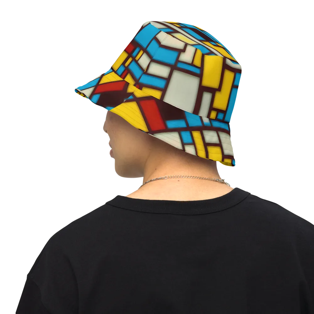 Burgundy Bauhaus on Reversible Bucket Hat — Back Inside