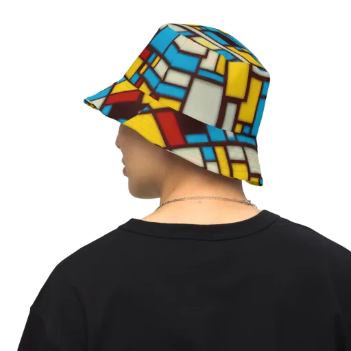 Burgundy Bauhaus on a Reversible Bucket Hat