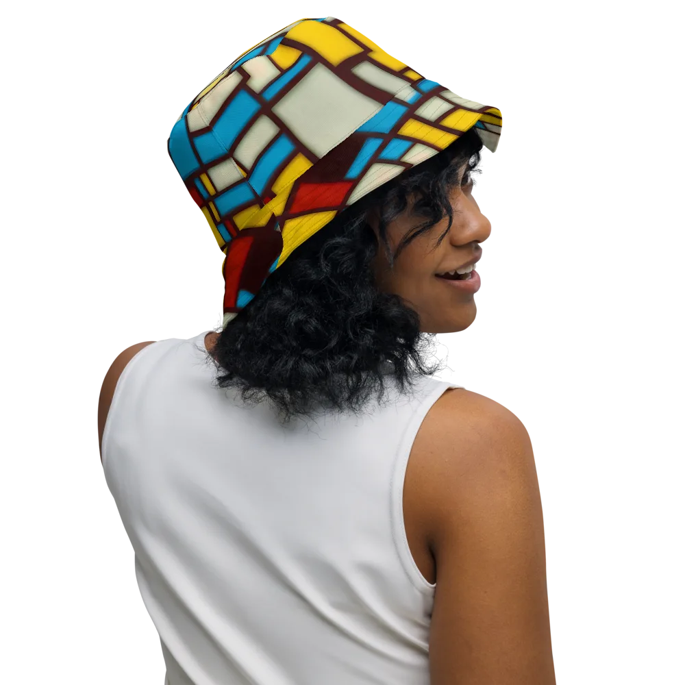 Burgundy Bauhaus on Reversible Bucket Hat — Right Outside