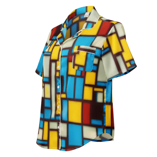 Burgundy Bauhaus on a Women's Short Sleeve Pajama Top