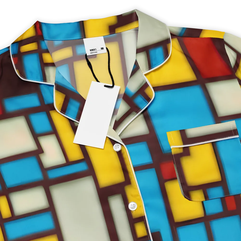 Burgundy Bauhaus on Women's Short Sleeve Pajama Top — Product details