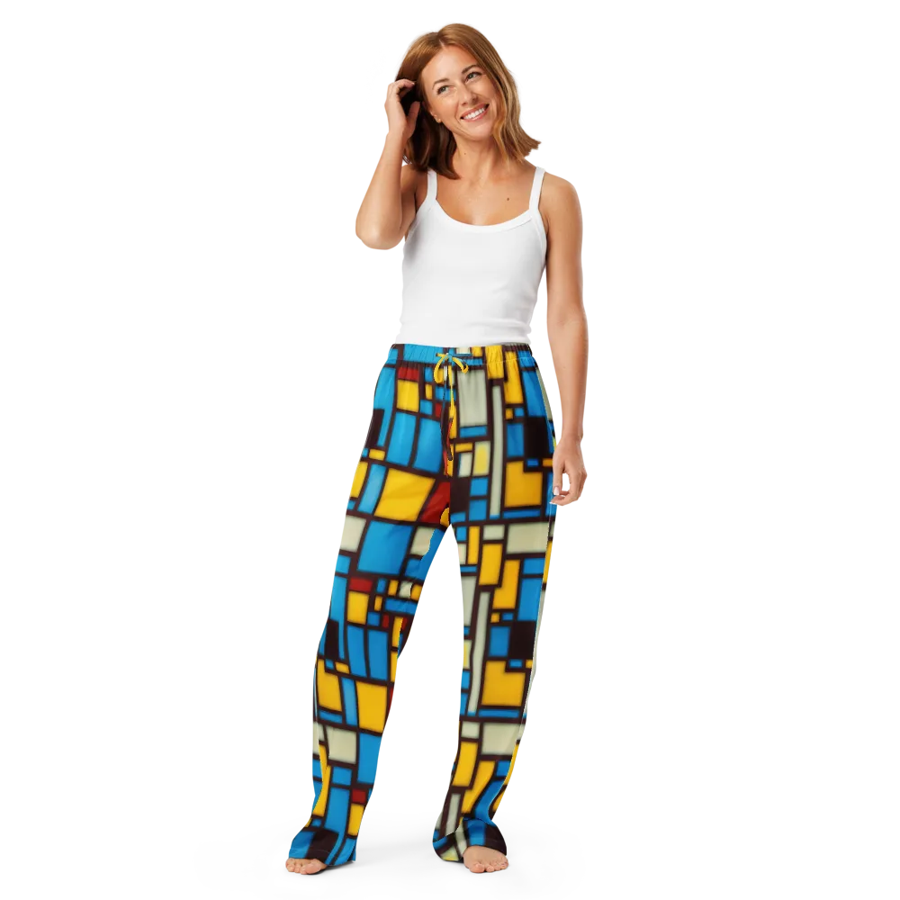 Burgundy Bauhaus on Women's Pajama Pants — Front