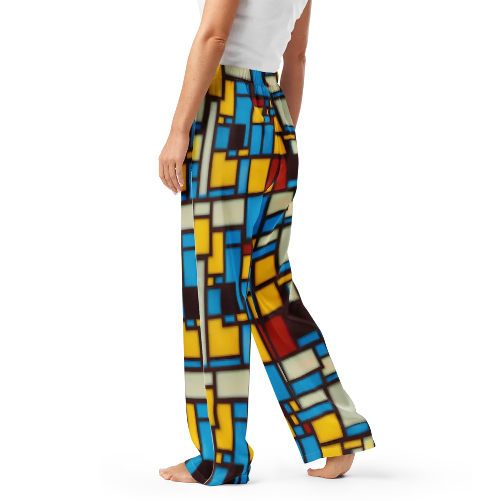 Burgundy Bauhaus on Women's Pajama Pants — Left