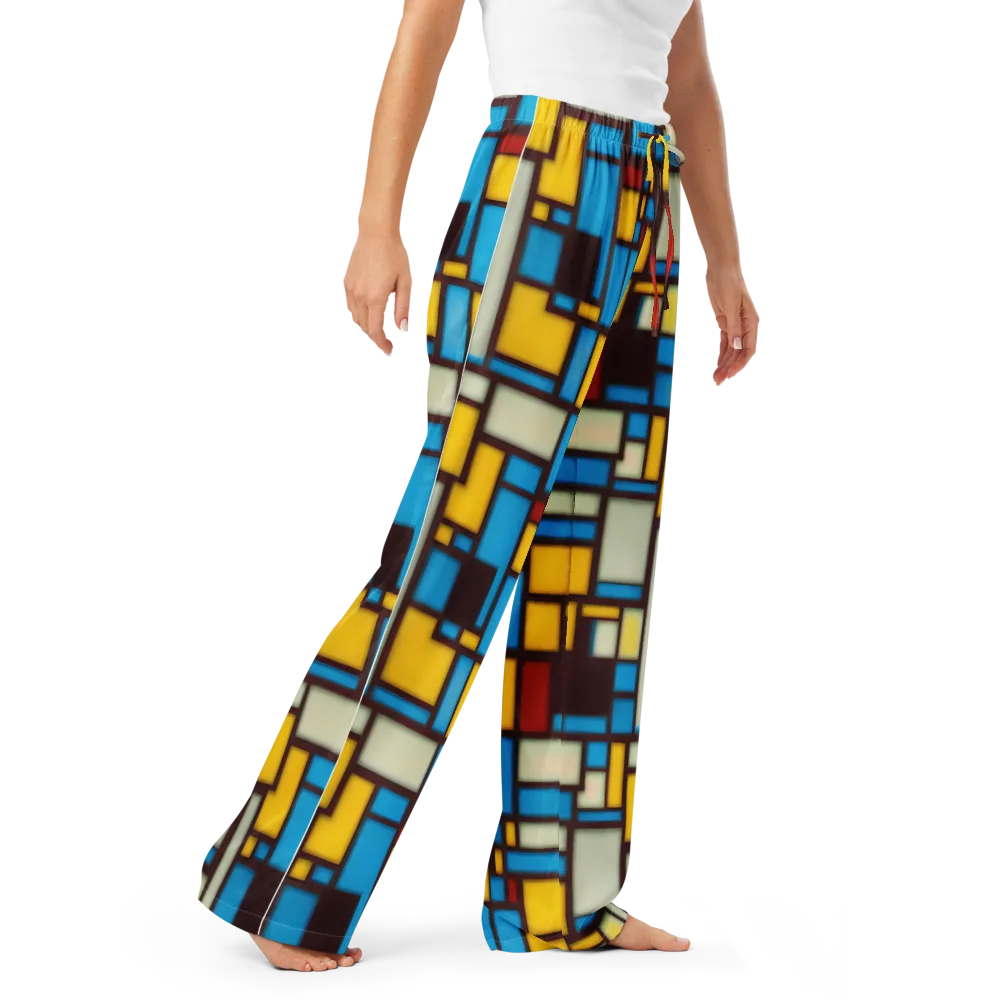 Burgundy Bauhaus on Women's Pajama Pants — Right Front