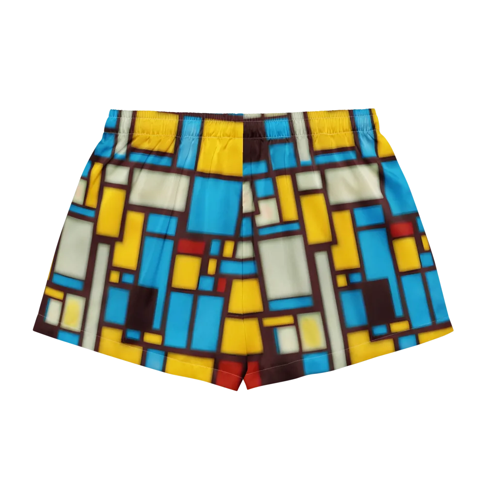 Burgundy Bauhaus on Women's Pajama Shorts — Back
