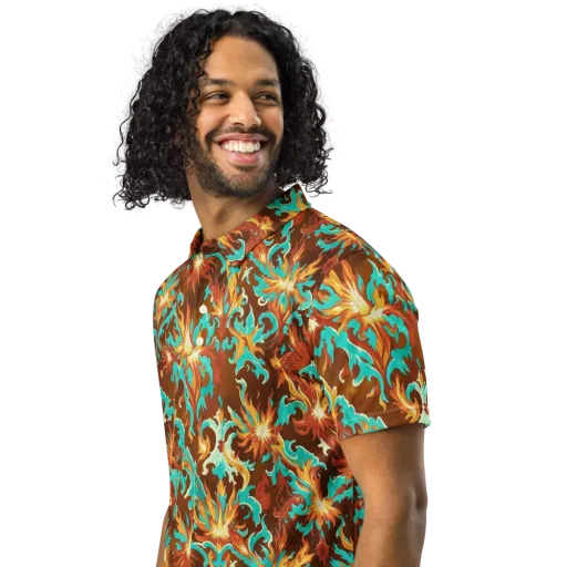 Ember Rococo on a Men's Slim Fit Polo Shirt
