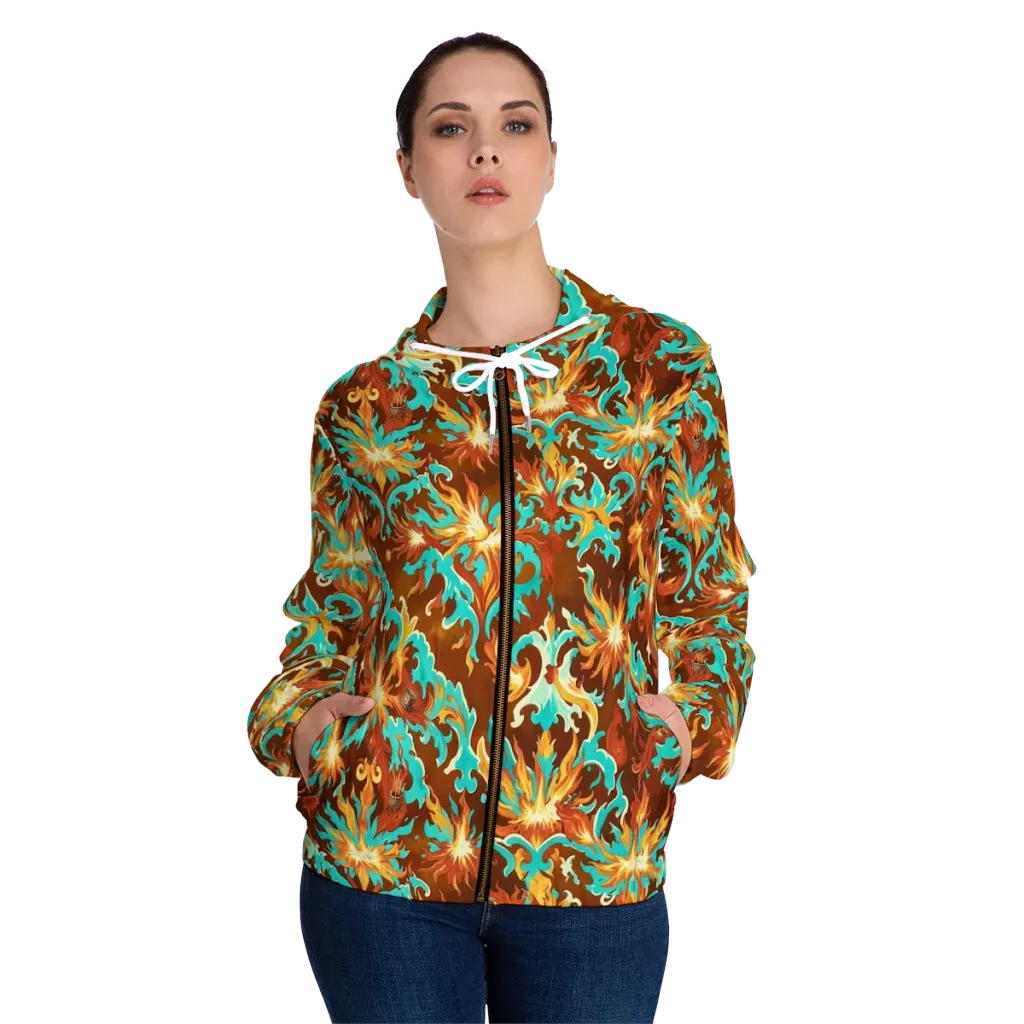 Ember Rococo on Women's Full-Zip Hoodie — Front On Person