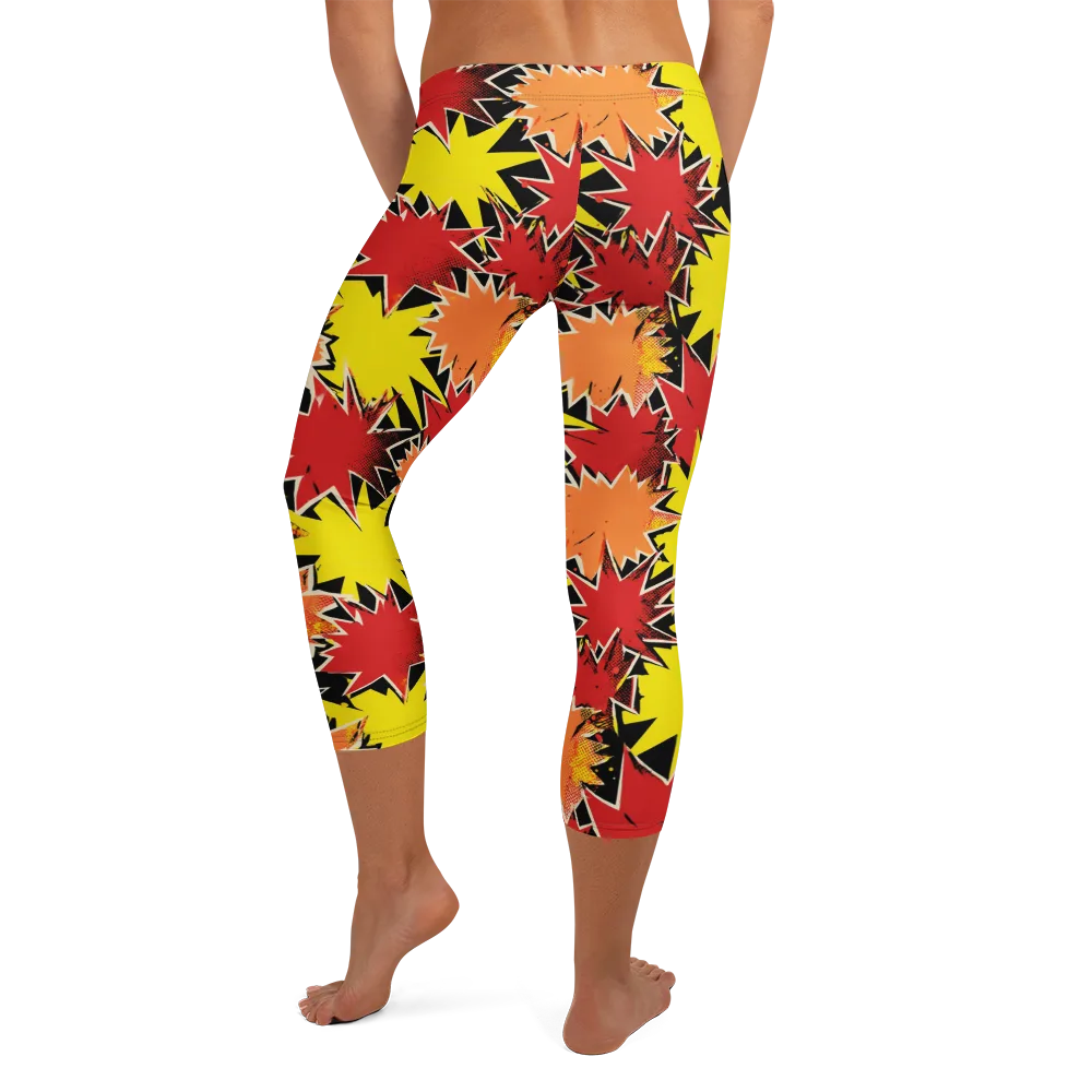 Pop Art Detonation on Capri Leggings — Back