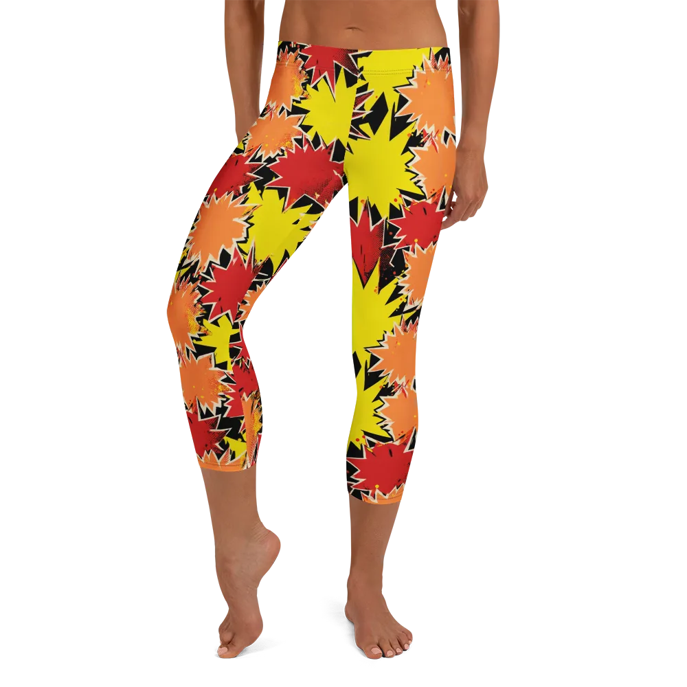 Pop Art Detonation on Capri Leggings — Front