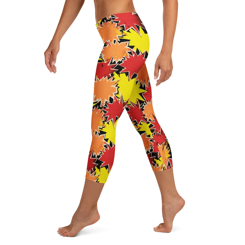 Pop Art Detonation on Capri Leggings — Left