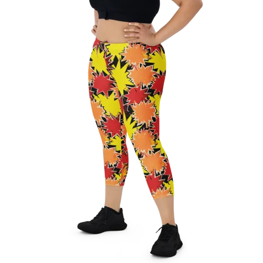 Pop Art Detonation on a Capri Leggings