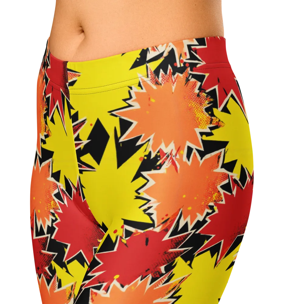 Pop Art Detonation on Capri Leggings — Zoomed-in