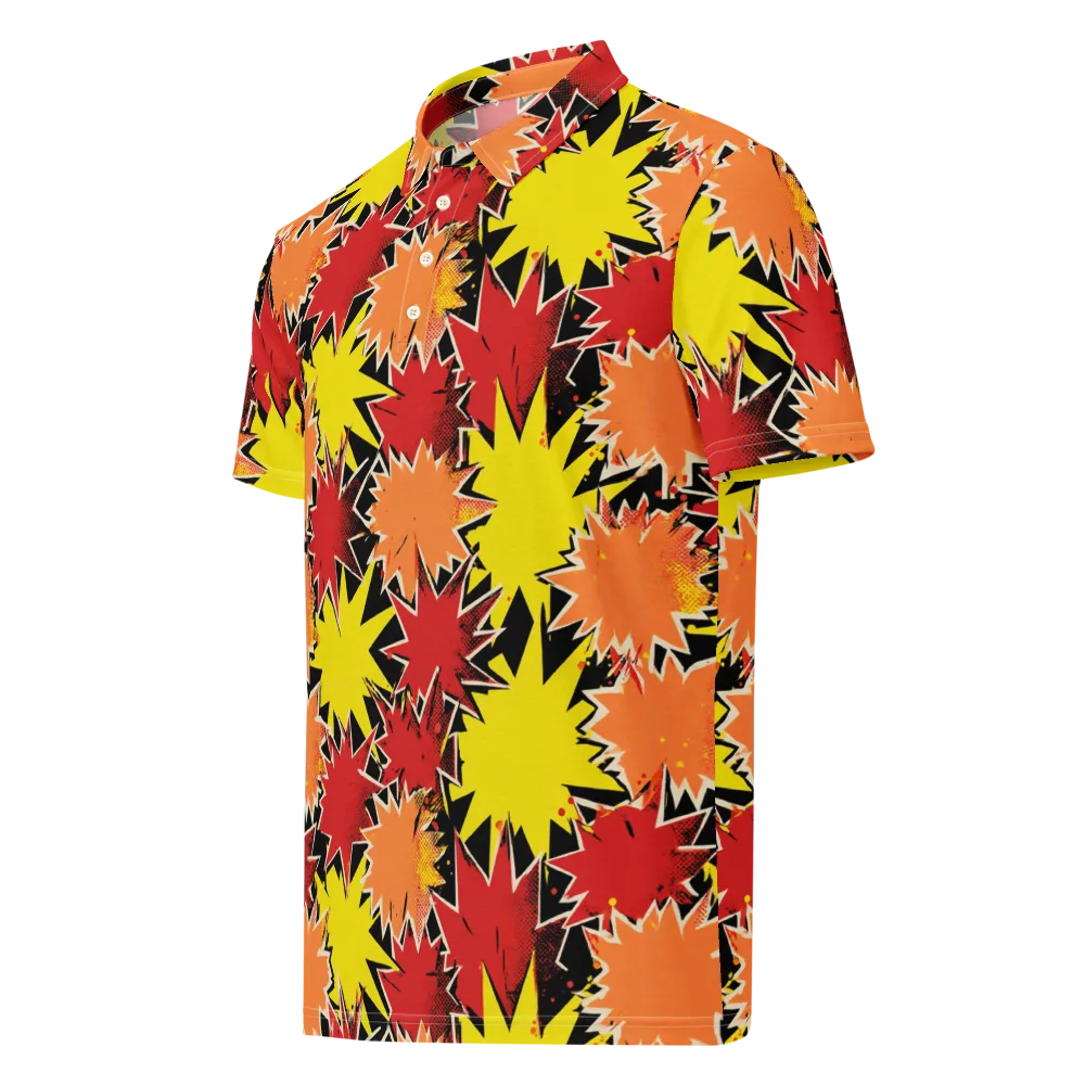 Pop Art Detonation on Men's Slim Fit Polo Shirt — Left Front