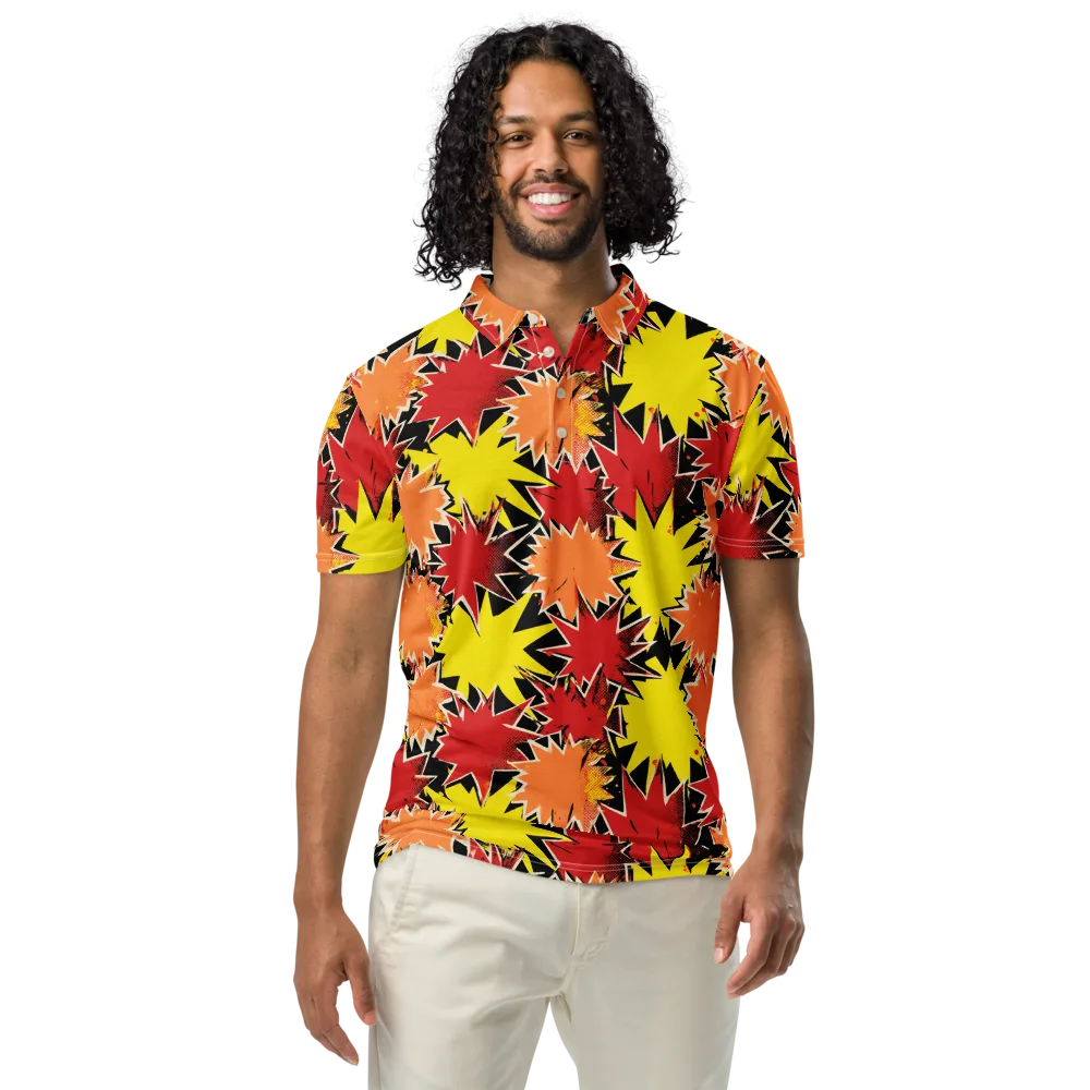 Pop Art Detonation on Men's Slim Fit Polo Shirt — Front