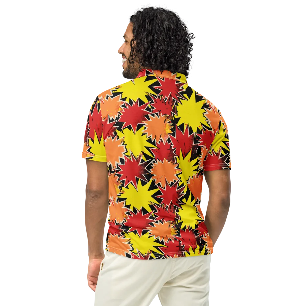 Pop Art Detonation on Men's Slim Fit Polo Shirt — Back