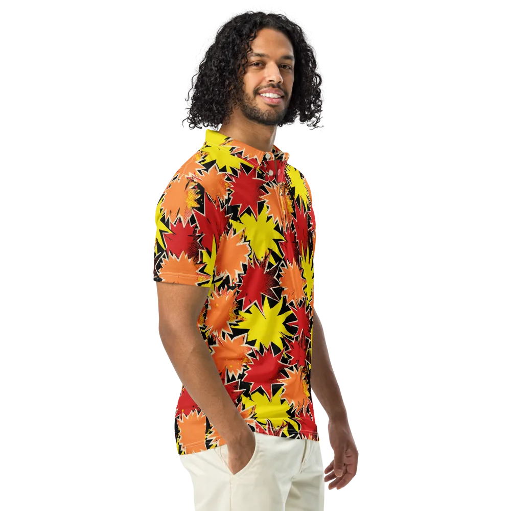 Pop Art Detonation on Men's Slim Fit Polo Shirt — Right Front