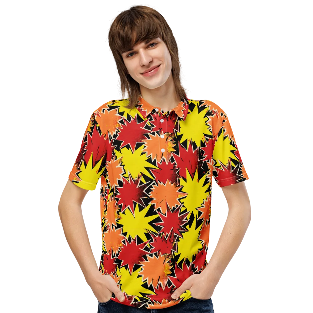 Pop Art Detonation on Men's Slim Fit Polo Shirt — Front
