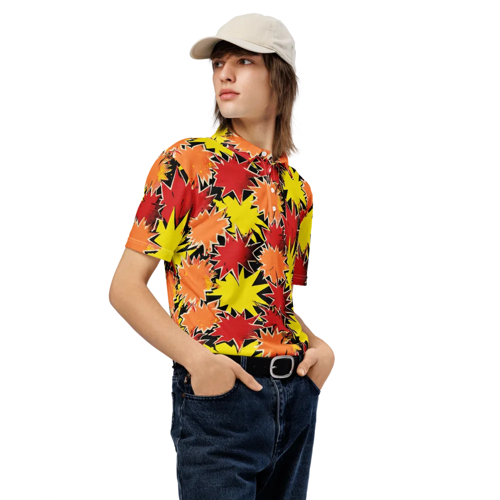 Pop Art Detonation on Men's Slim Fit Polo Shirt — Right Front
