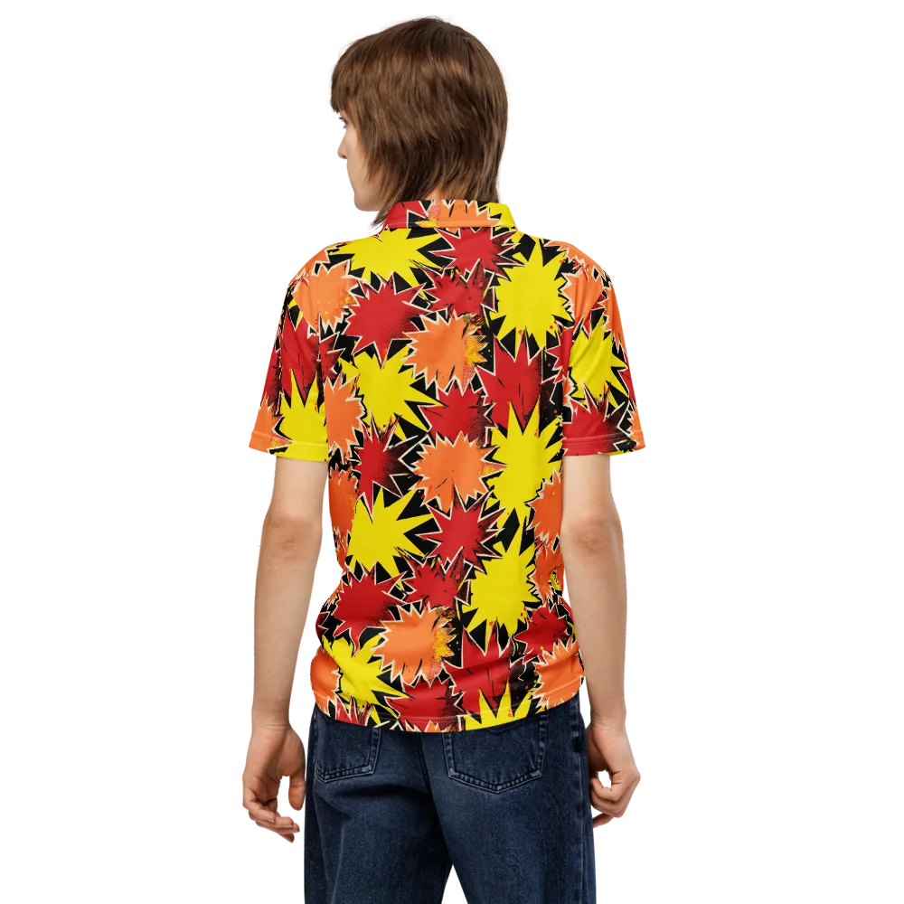 Pop Art Detonation on Men's Slim Fit Polo Shirt — Back