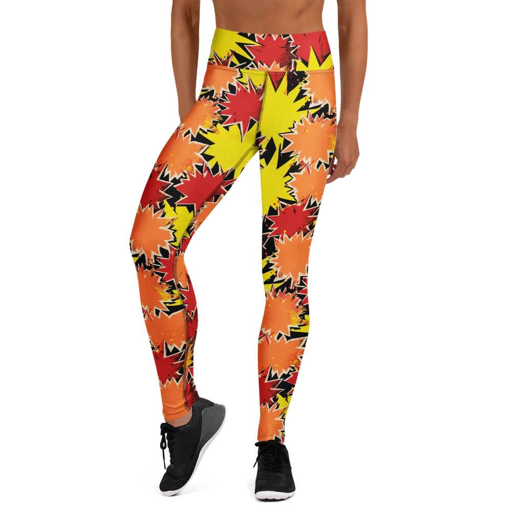 Pop Art Detonation on Yoga Leggings — Front