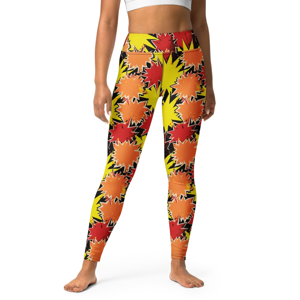 Pop Art Detonation on Yoga Leggings — Front