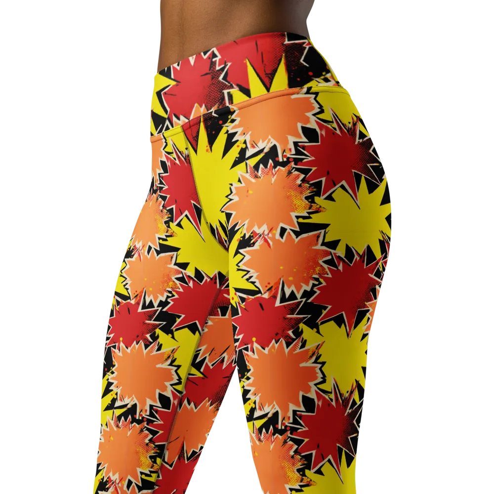 Pop Art Detonation on Yoga Leggings — Left Front