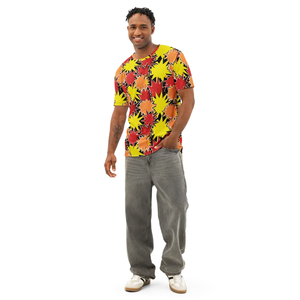 Pop Art Detonation on Men's Cotton Crew Neck T-Shirt — Front