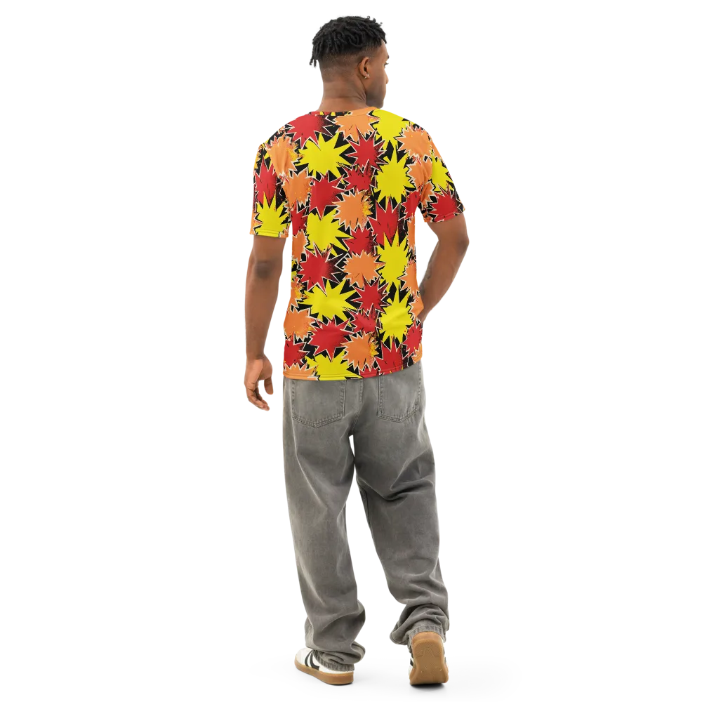 Pop Art Detonation on Men's Cotton Crew Neck T-Shirt — Back