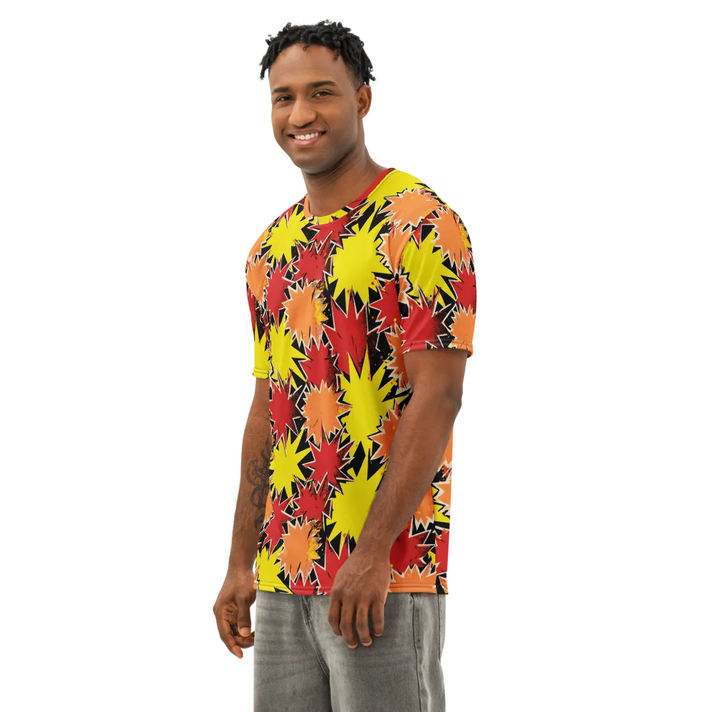 Pop Art Detonation on Men's Cotton Crew Neck T-Shirt — Left Front