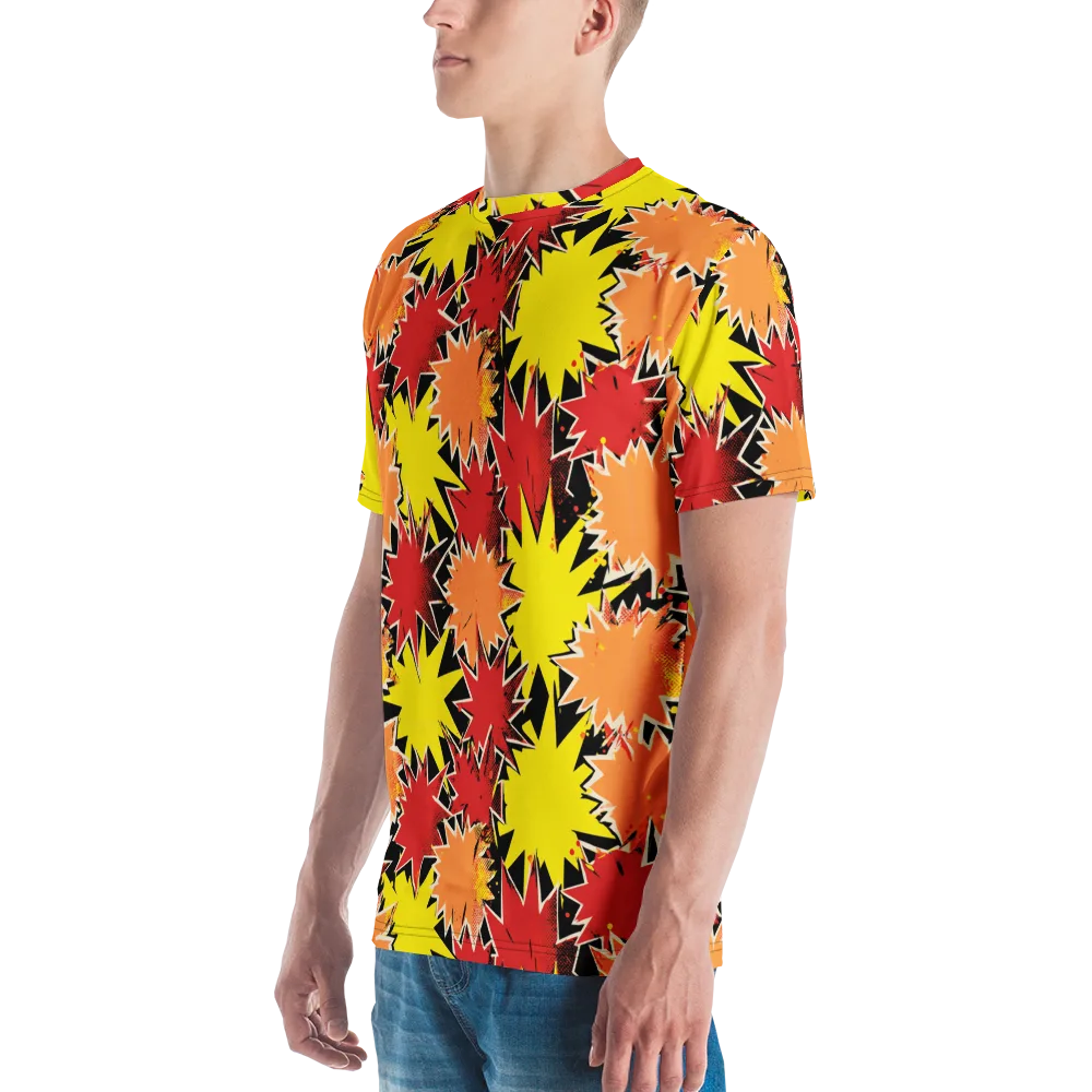 Pop Art Detonation on Men's Crew Neck T-Shirt — Left
