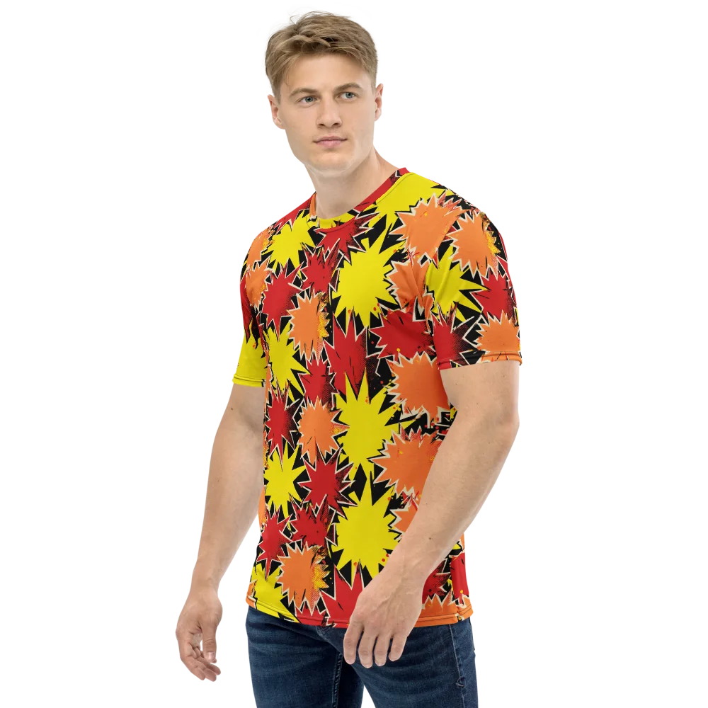 Pop Art Detonation on Men's Crew Neck T-Shirt — Left