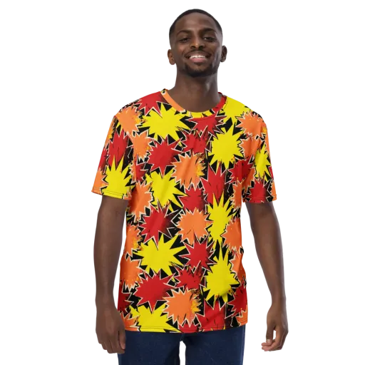 Pop Art Detonation on a Men's Crew Neck T-Shirt