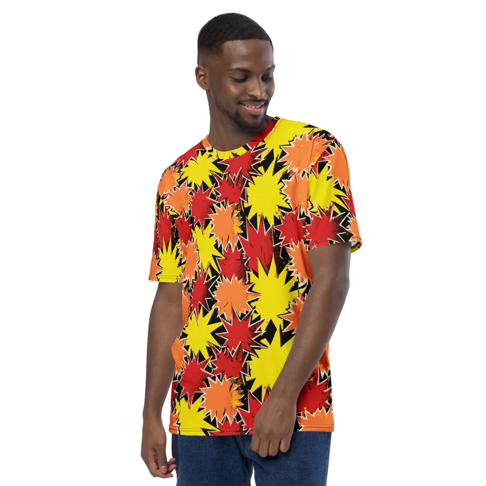 Pop Art Detonation on Men's Crew Neck T-Shirt — Left
