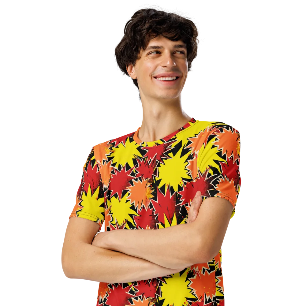 Pop Art Detonation on Men's Crew Neck T-Shirt — Left Front