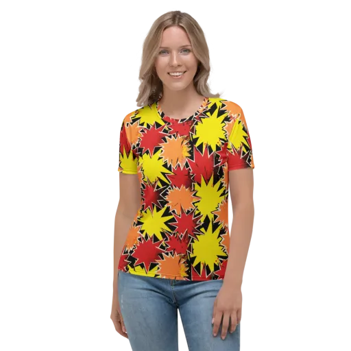Pop Art Detonation on a Women's Crew Neck T-Shirt
