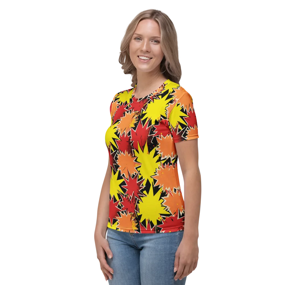 Pop Art Detonation on Women's Crew Neck T-Shirt — Left
