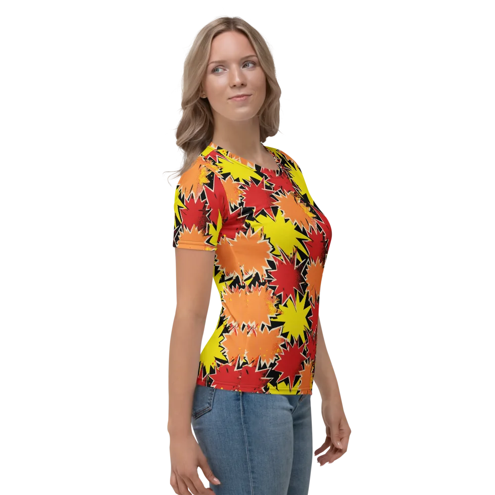 Pop Art Detonation on Women's Crew Neck T-Shirt — Right