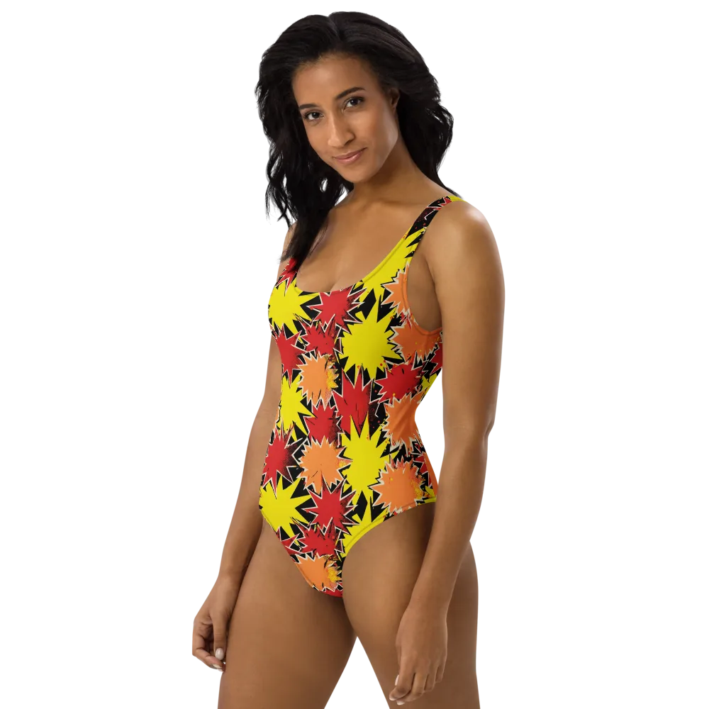 Pop Art Detonation on One-Piece Swimsuit — Left