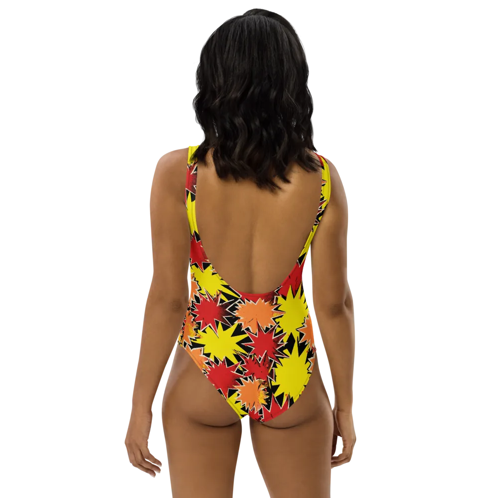 Pop Art Detonation on One-Piece Swimsuit — Back