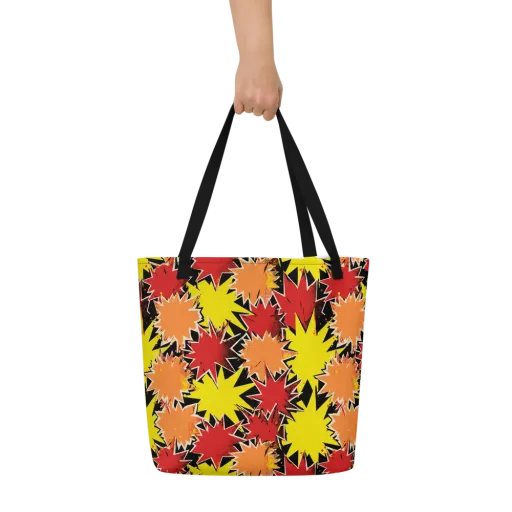 Pop Art Detonation on a Large Tote Bag W/ Pocket
