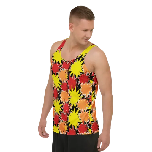 Pop Art Detonation on a Men's Tank Top