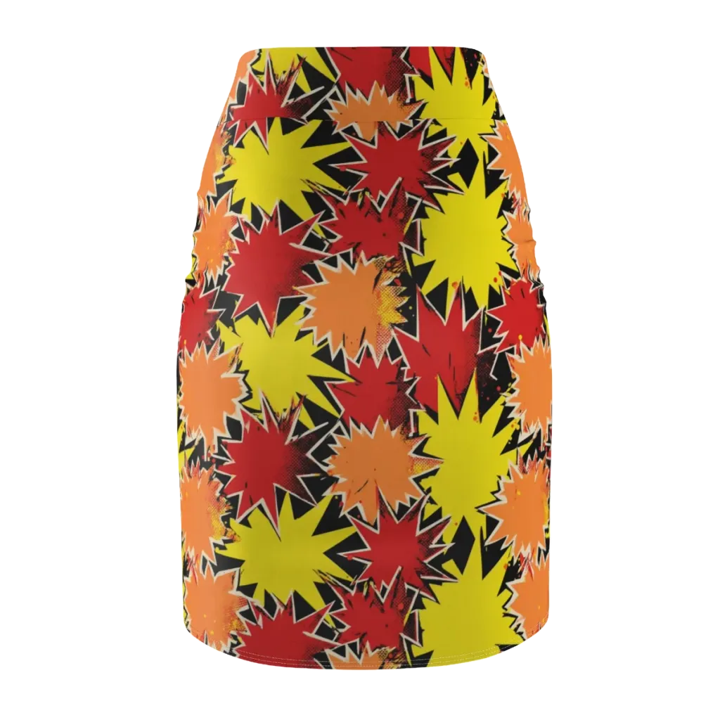 Pop Art Detonation on Pencil Skirt — Back