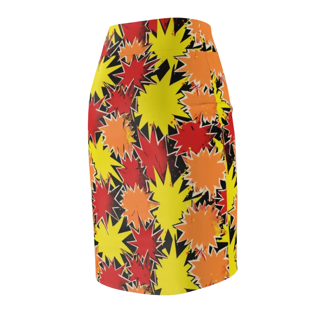Pop Art Detonation on Pencil Skirt — Back Side